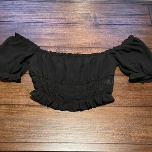 Forever 21 Black Off-Shoulder Crop Top